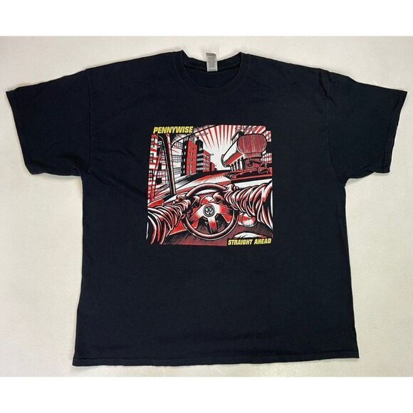 Pennywise Straight Ahead Graphic T-shirt Men XXL Black Short Sleeve Music - Picture 1 of 5